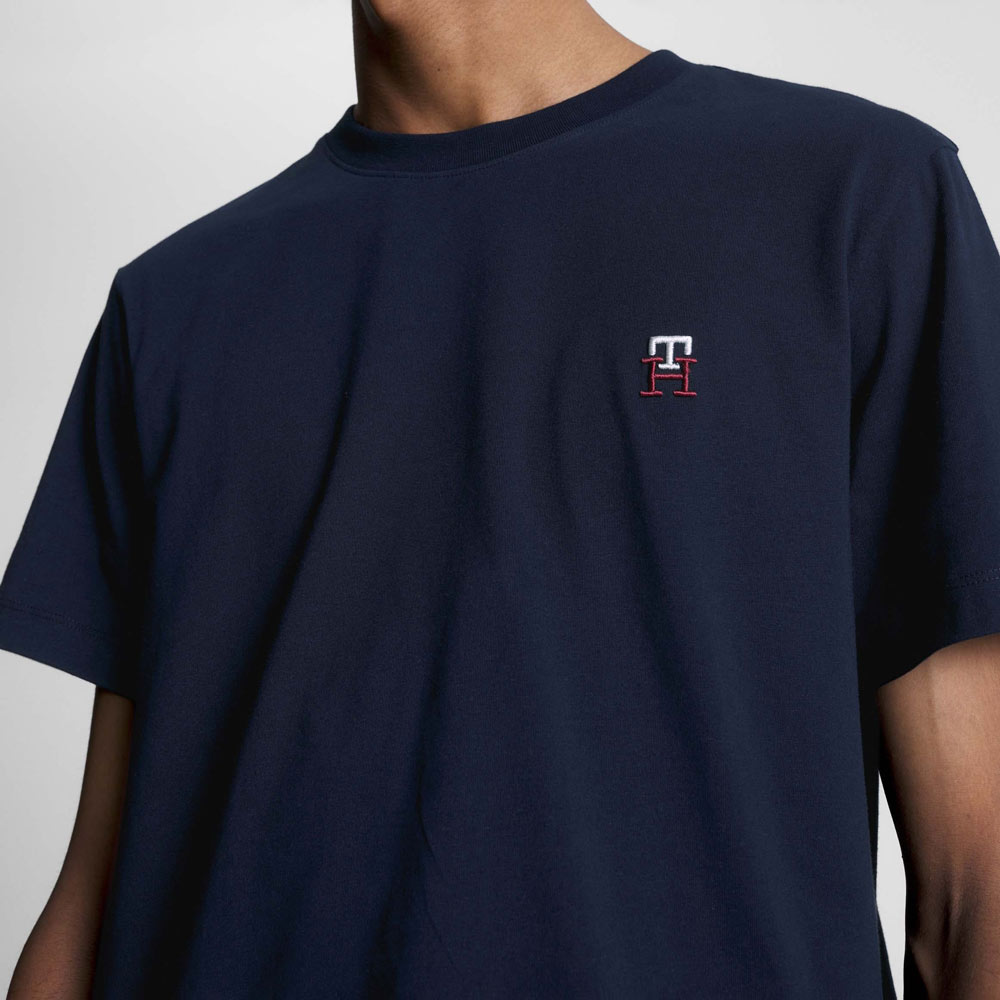 Monogram Embroidery  T-Shirt - Navy