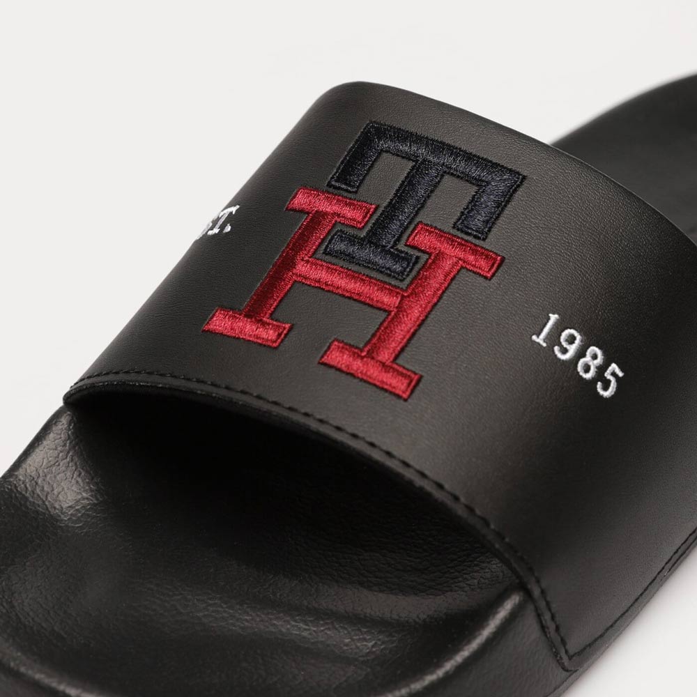 Embroidery Pool Slides- Black