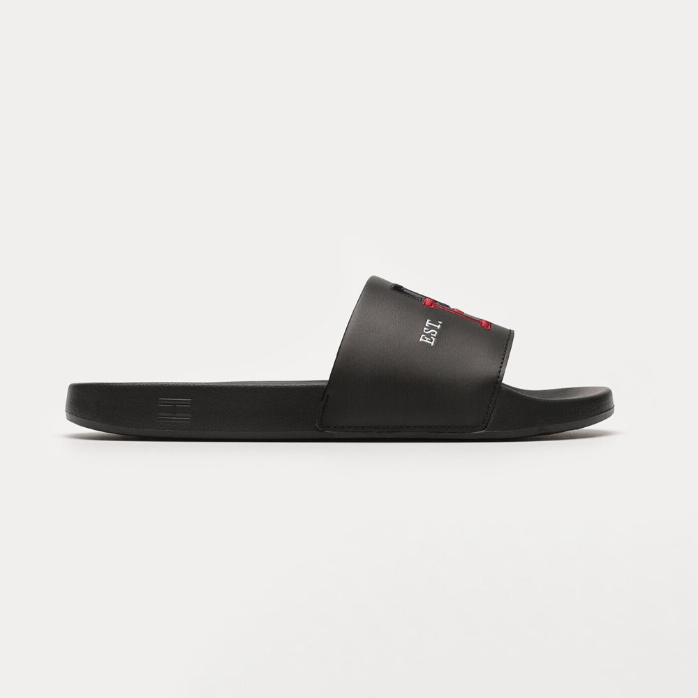 Embroidery Pool Slides- Black