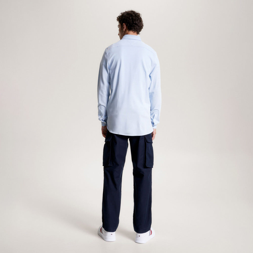 Knitted Slim Fit Shirt - Light Blue