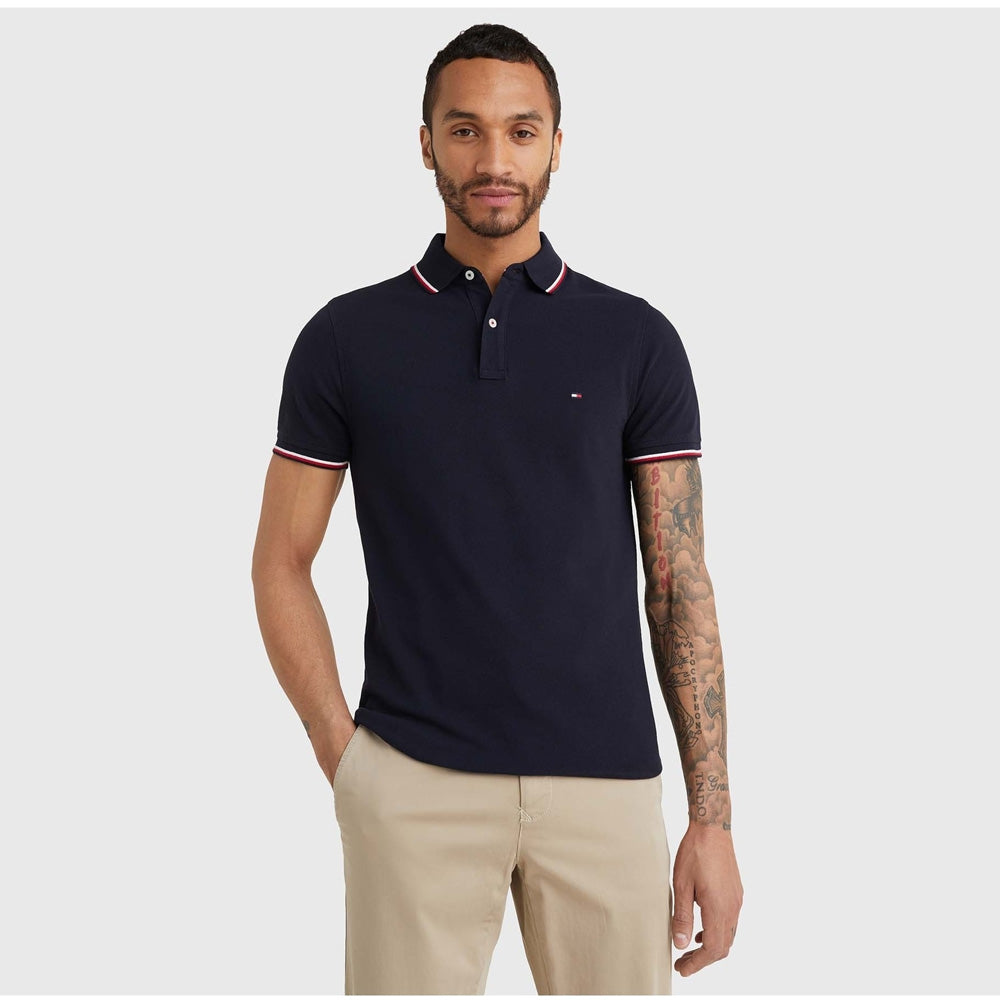 Core Tommy Tipped Slim Polo - Navy