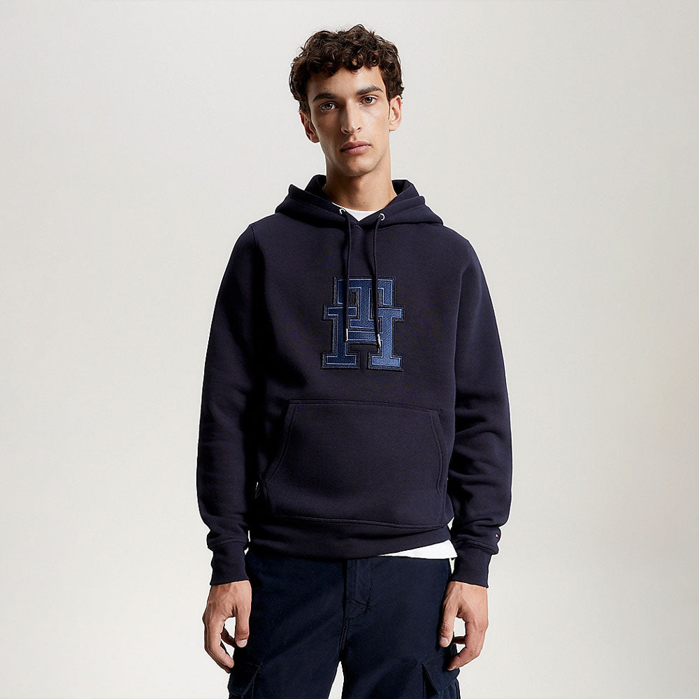 Monogram Applique Hoody - Navy