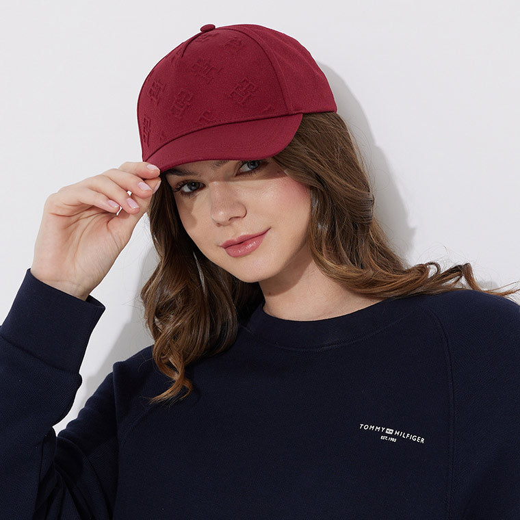 Monogram Debossed Cap - Red