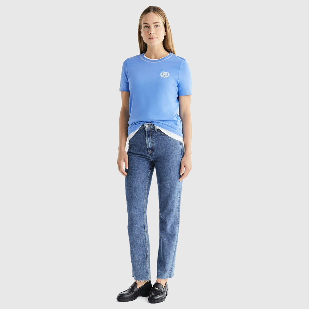 Laurel Embroidery T-Shirt - Blue