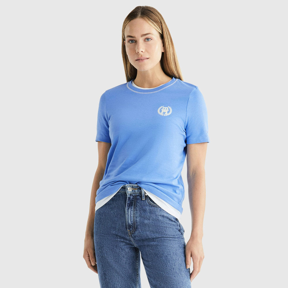 Laurel Embroidery T-Shirt - Blue