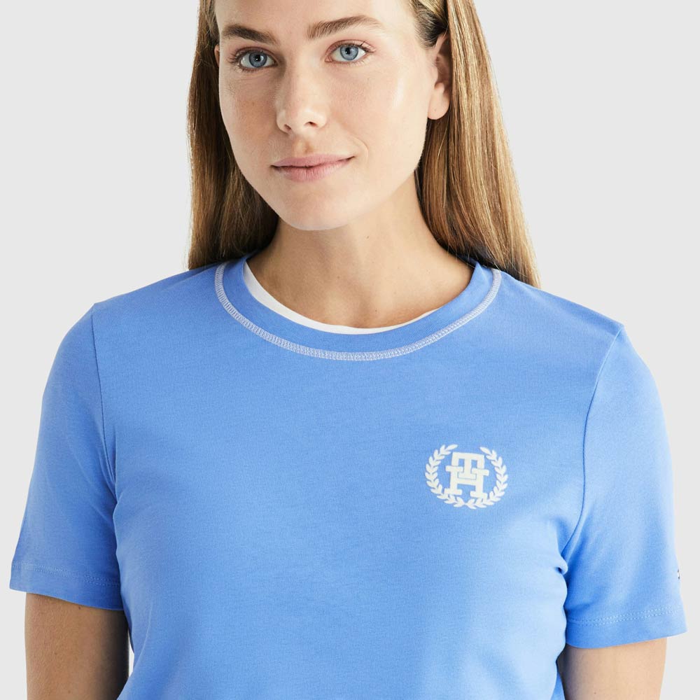 Laurel Embroidery T-Shirt - Blue