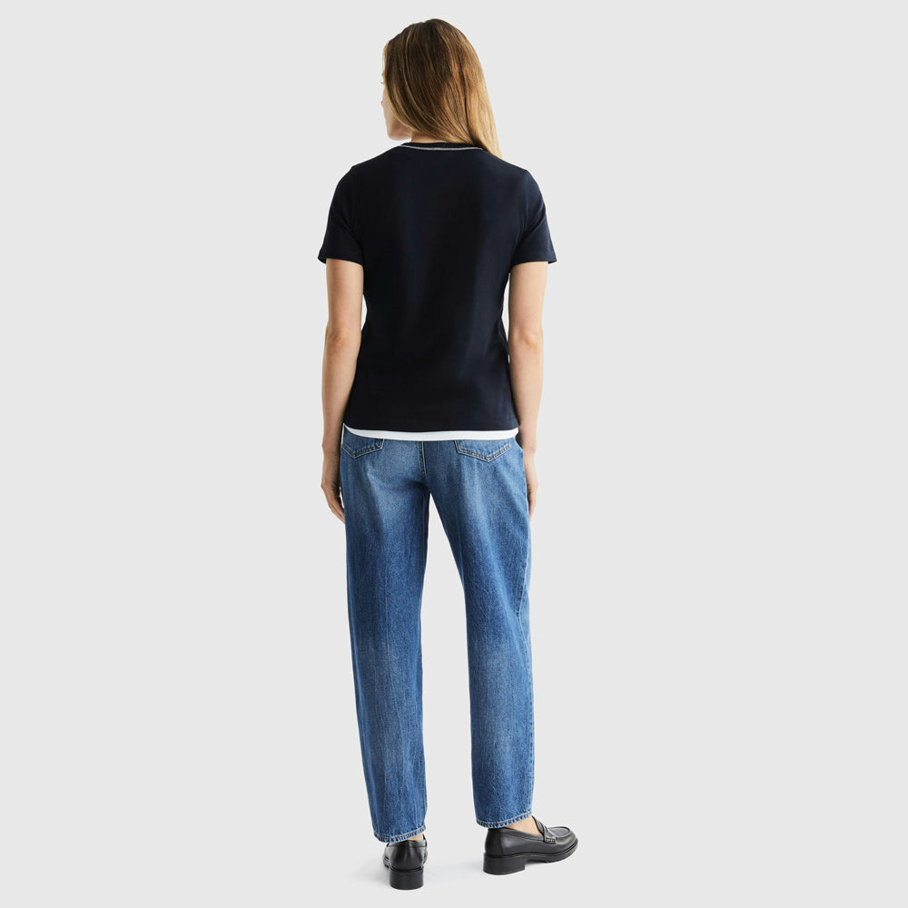 Laurel Embroidery T-Shirt - Navy