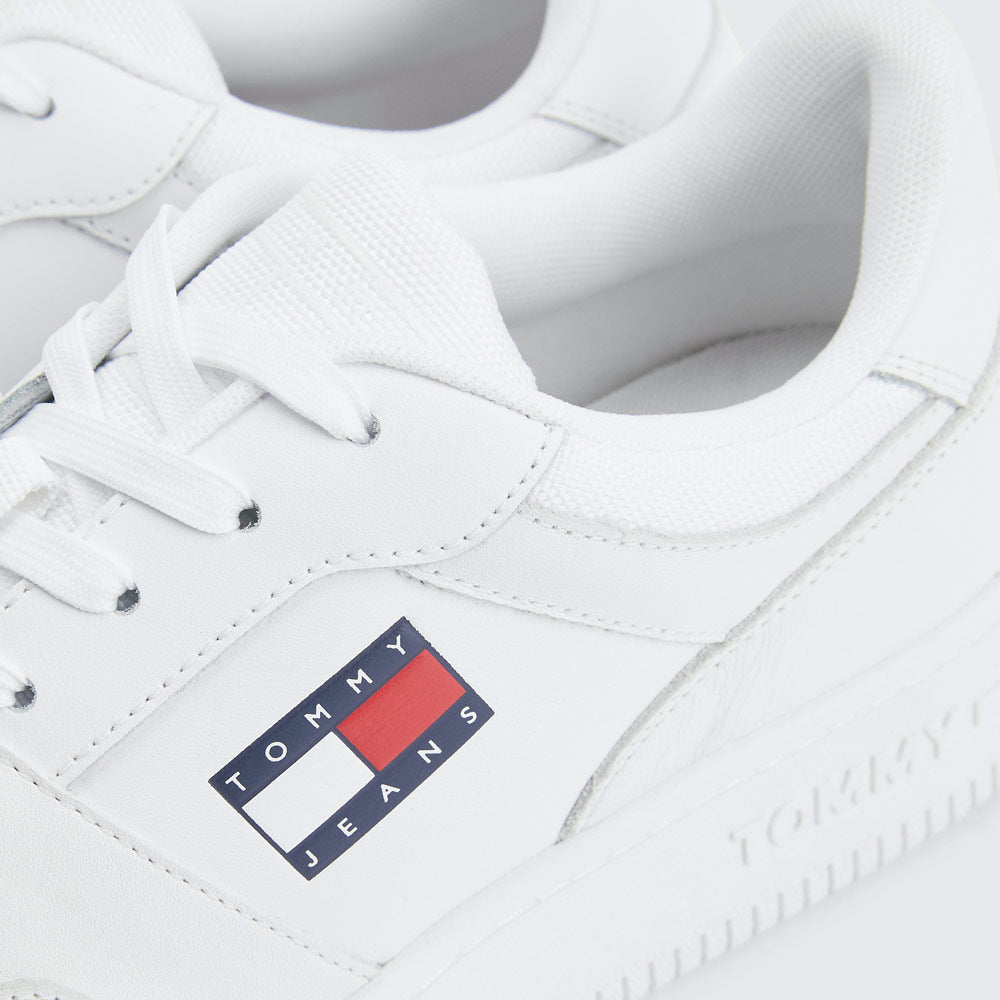 Retro Leather Basket Trainers - White