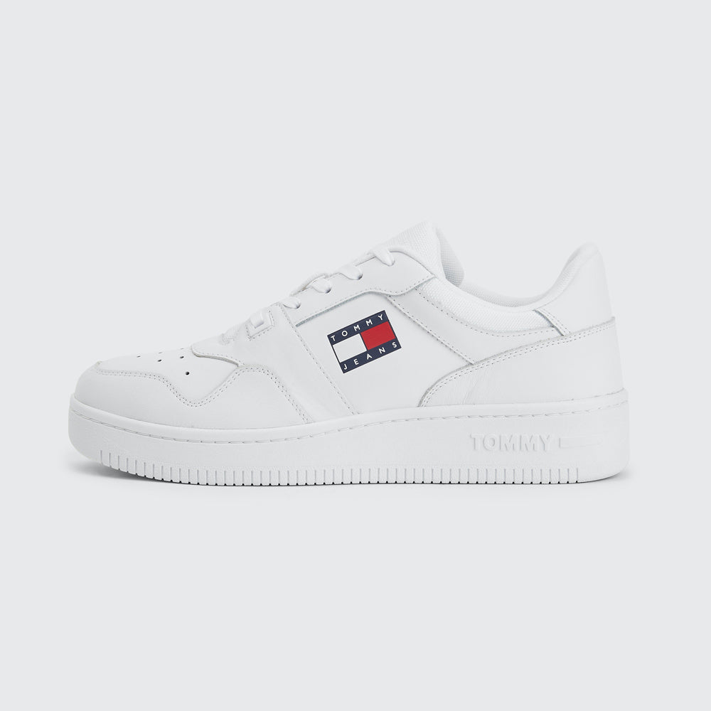 Retro Leather Basket Trainers - White