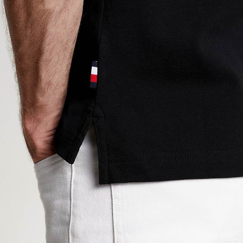 Contrast Zip Polo - Black