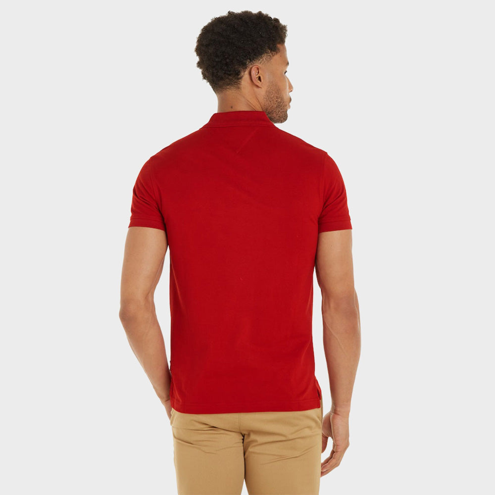 Contrast Zip Polo - Red