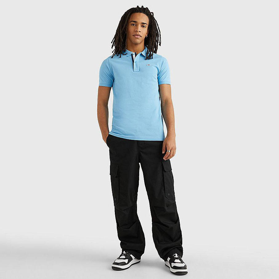 Slim Placket Polo T-Shirt - Blue