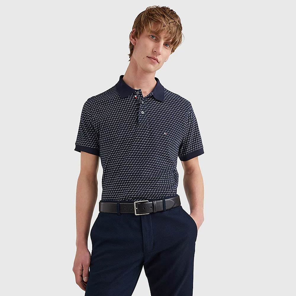 All-Over-Print Print Regular Polo - Navy