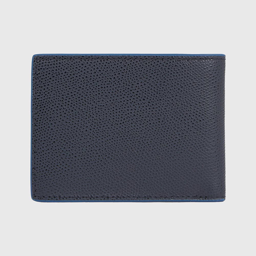 Grained Leather Wallet - Navy