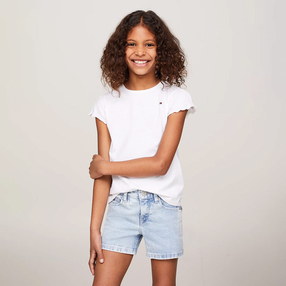 Kids Essential Ruffle Top - White