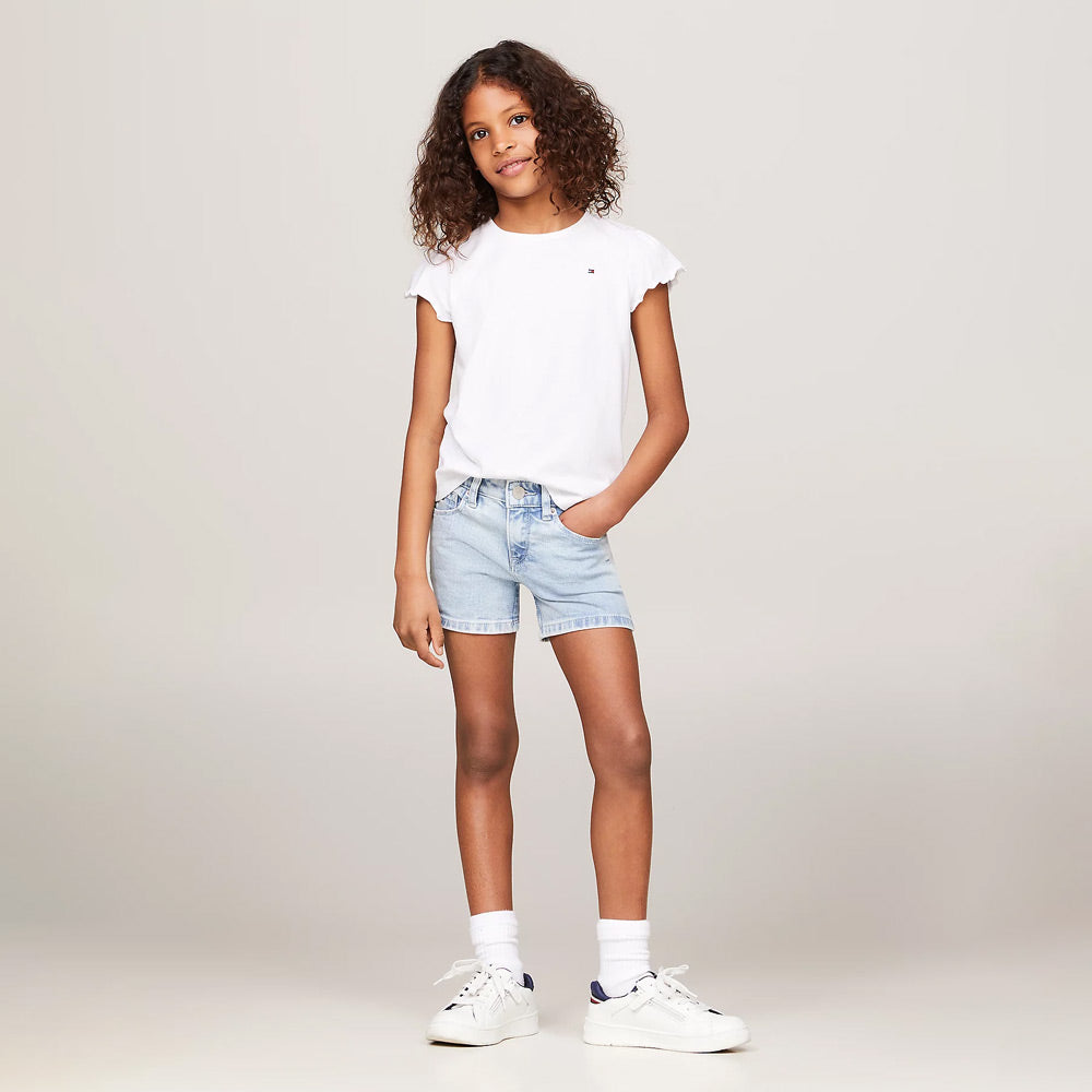 Kids Essential Ruffle Top - White