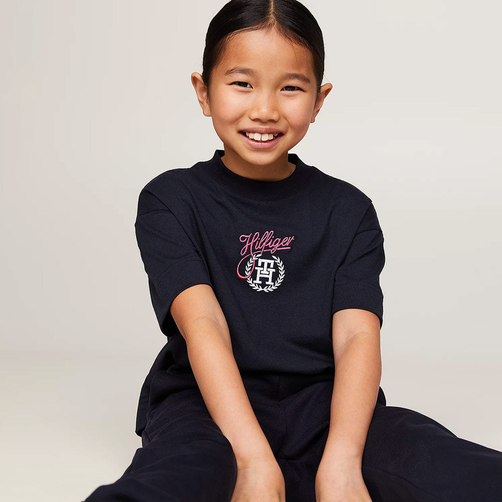 Kids Script Monogram T-Shirt - Navy