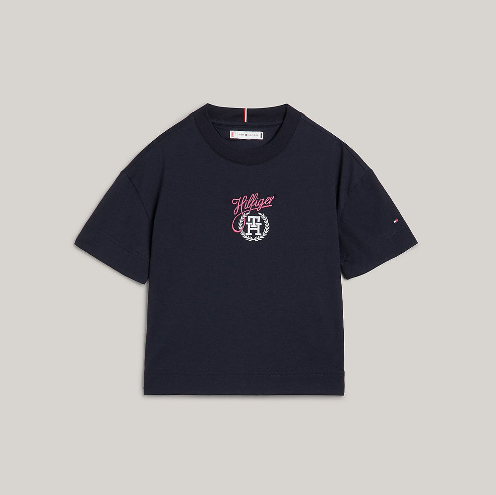 Kids Script Monogram T-Shirt - Navy