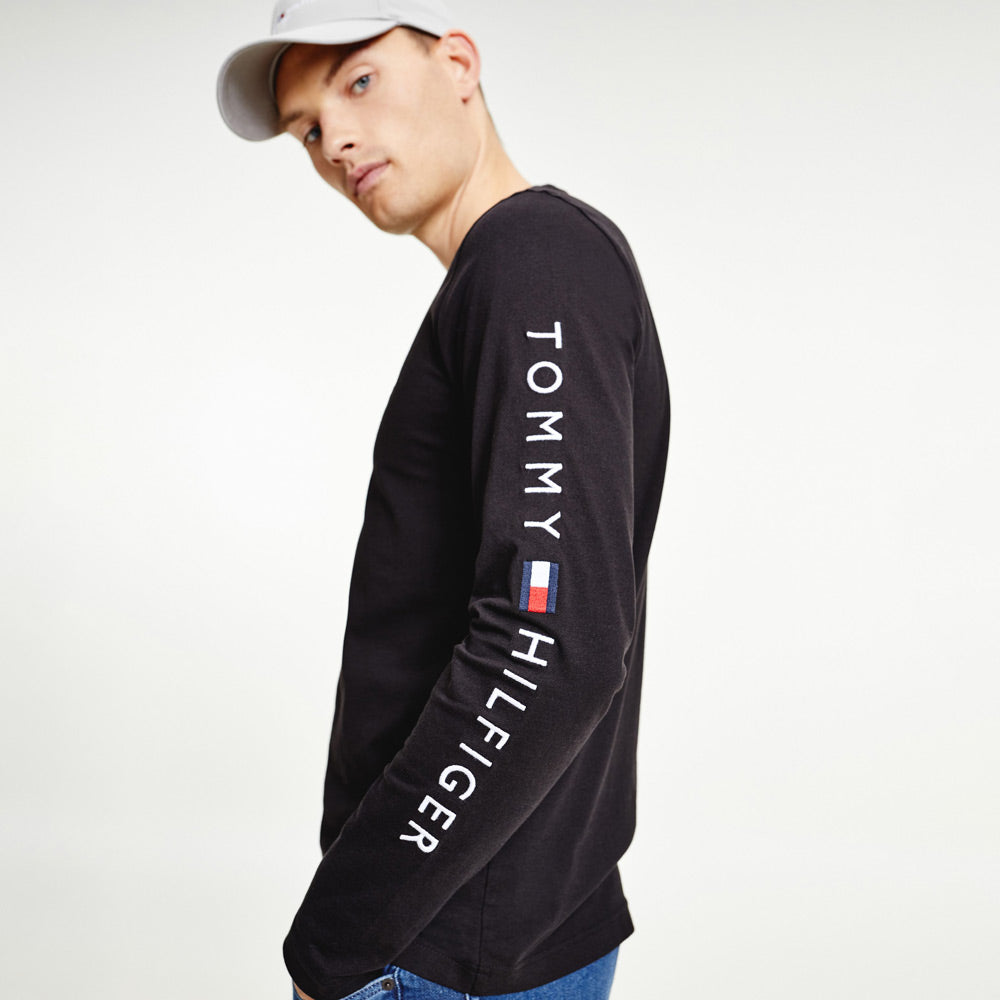 Tommy Logo Long Sleeve T-Shirt - Black