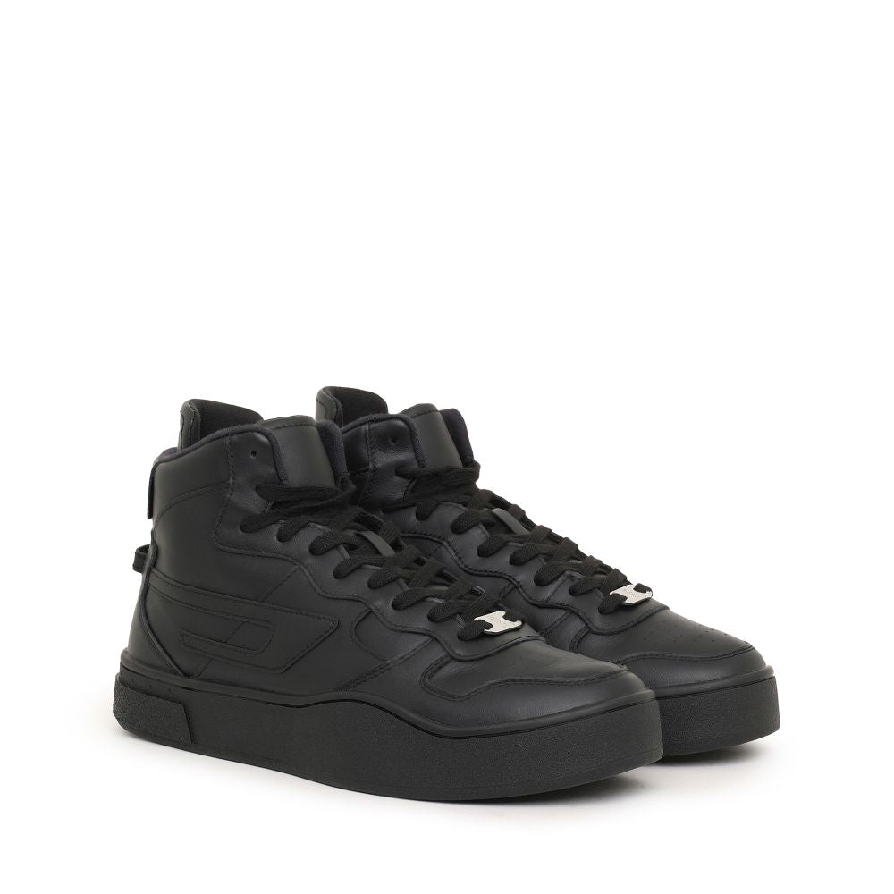 S-UKIYO Leather High-Top Sneakers with D logo Black