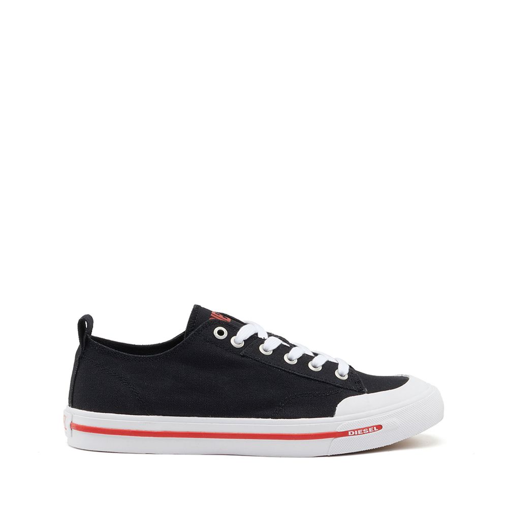 Women Low-top Canvas Stripe Sneakers Black