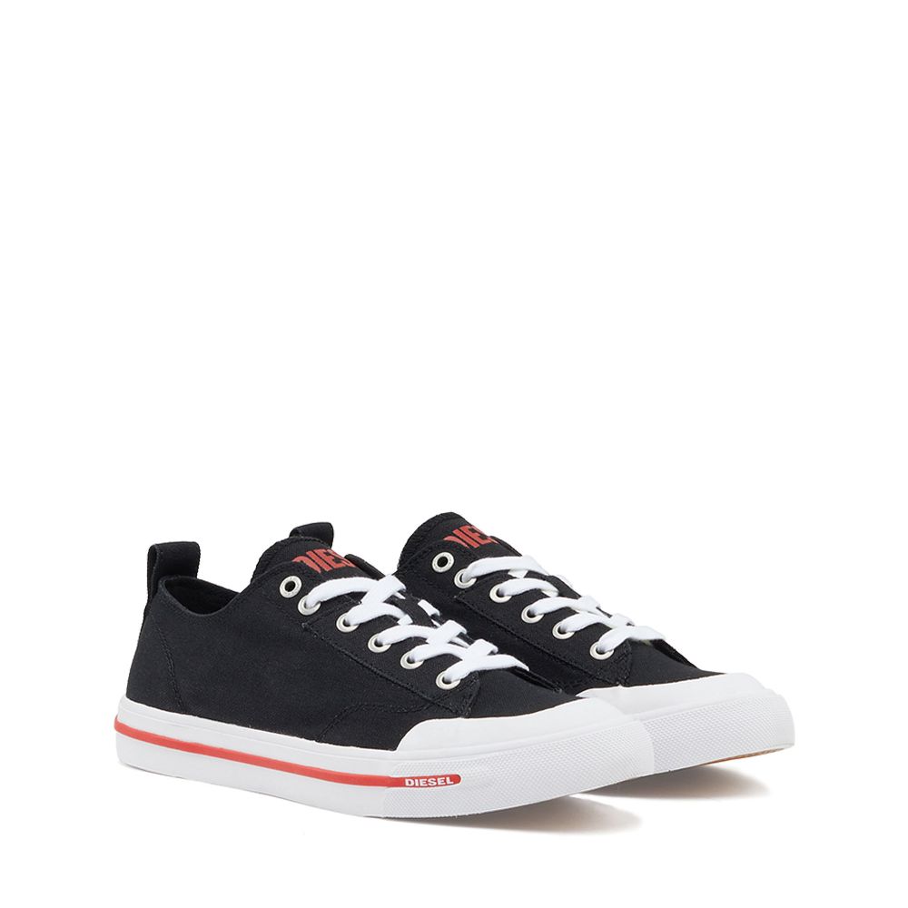 Women Low-top Canvas Stripe Sneakers Black