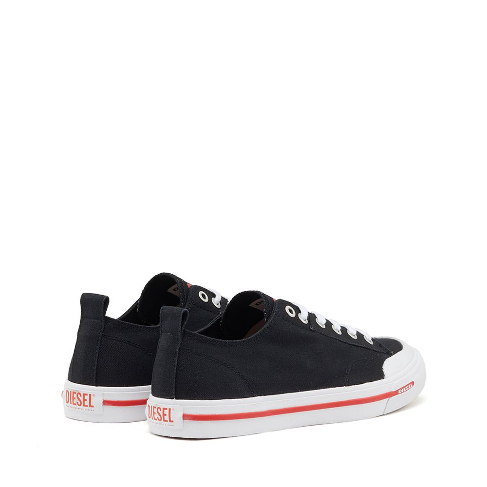 Women Low-top Canvas Stripe Sneakers Black