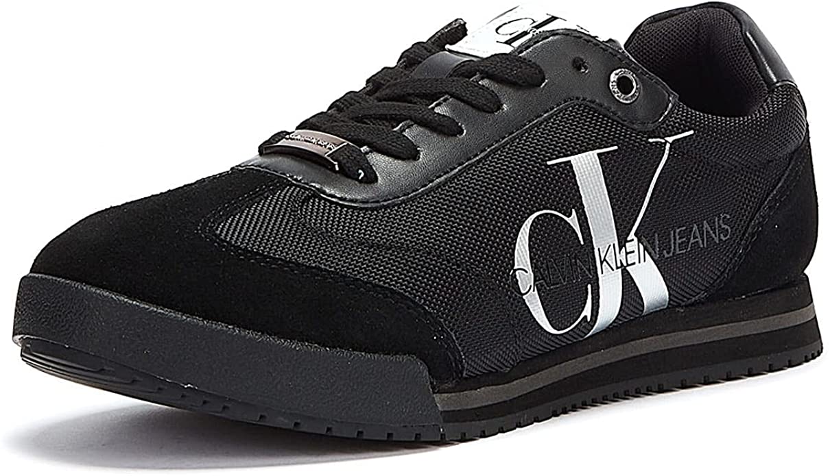 Men Mesh and Suede Sneaker - Black