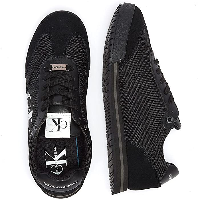 Men Mesh and Suede Sneaker - Black