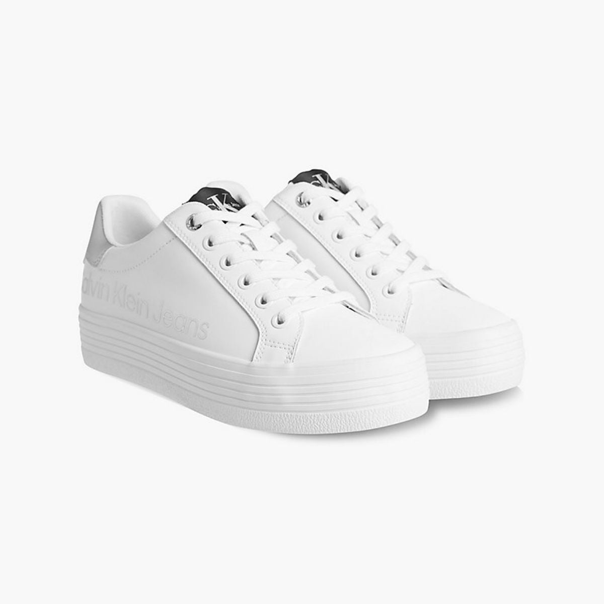 Leather Platform Trainers White