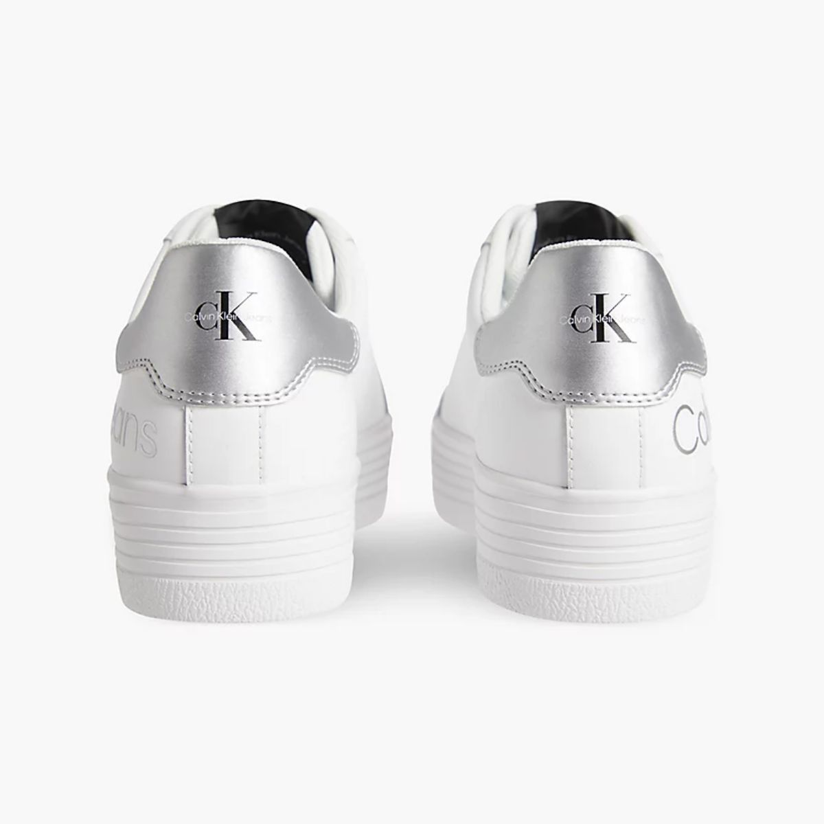 Leather Platform Trainers White