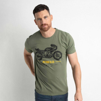PETROL Motocycle Artwork Cotton T-Shirt - Olive