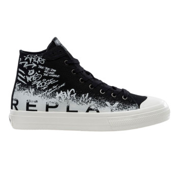 REPLAY Snap Graffiti Hight Lace Up Sneakers - Black