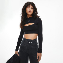 Calvin Klein Cut Out Neckline Sweater - Black |ThirdBaseUrban