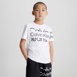 Calvin Klein Kids Blown Up Logo Short Sleeve T Shirt White ThirdBaseUrban