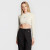 Badge Cropped Sweater - Beige