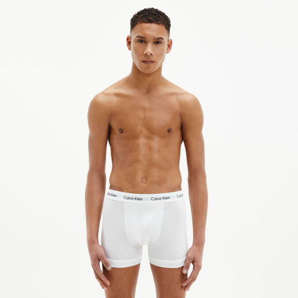 Calvin Klein 3-Pack Cotton Stretch Boxer Briefs - White - Color Waistband