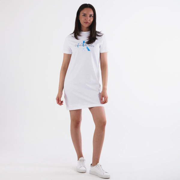 CALVIN KLEIN Aqua Monogram T-Shirt Dress - White