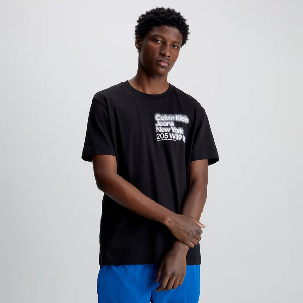 Calvin Klein Blurred Address Logo T-Shirt - Black |ThirdbaseUrban