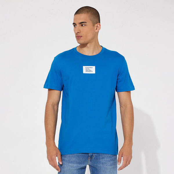 Calvin Klein Colored Address Small Box T-Shirt - Blue |ThirdbaseUrban