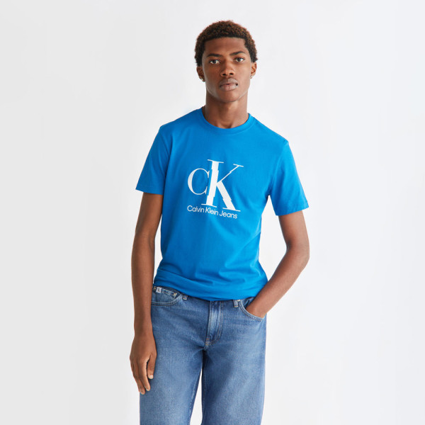 Calvin Klein Disrupted Monologo T-Shirt - Blue