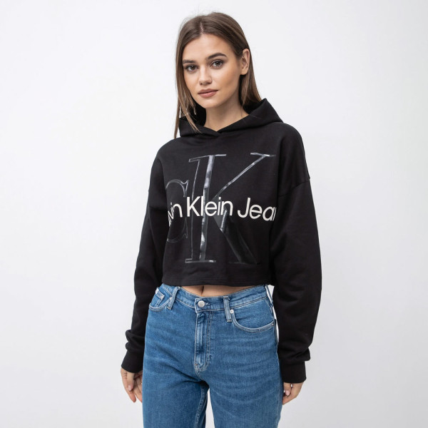 Calvin klein monogram hoodie hot sale black