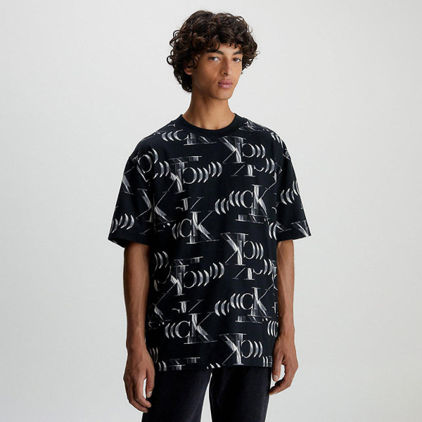 Calvin Klein All-Over-Print T-Shirt - Black Multi |ThirdBaseUrban