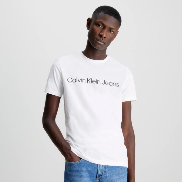 CALVIN - Men\'s T-Shirt Institutional Logo KLEIN Slim |ThirdbaseUrban White