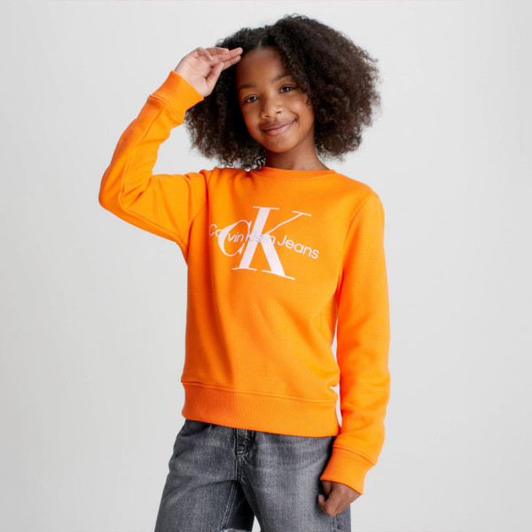 Calvin Klein Logo Sweatshirt |ThirdBaseUrban Kids Monogram Orange 