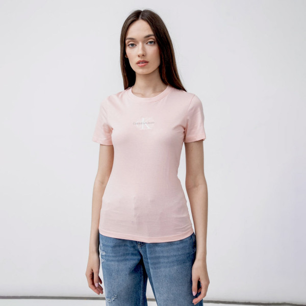 CALVIN KLEIN Monogram Logo Slim Fit T-Shirt - Blush Pink |ThirdbaseUrban