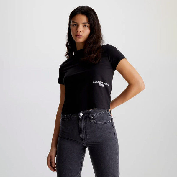 Calvin Klein Ny Logo Cropped T-Shirt - Black |ThirdbaseUrban