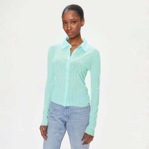 Calvin Klein Sheer Button Down Shirt Blue ThirdBaseUrban