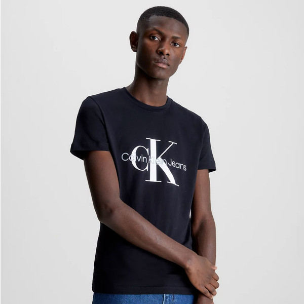 CALVIN KLEIN Monogram Logo Organic Cotton T-Shirt - Black