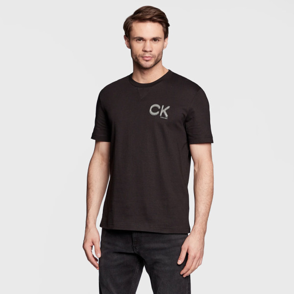 Calvin Klein Striped Chest Logo T-Shirt - Black |ThirdbaseUrban